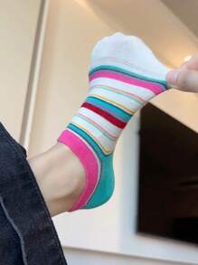 Colorful Stripes, Vertical Stripes, Simple Polka Dots That Don't Fall Off, Boat Socks, Girls, Invisible Socks, Girls