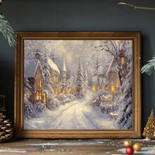 1 件复古圣诞墙画圣诞雪村夜空星星海报帆布印刷现代冬季家居装饰冬夜帆布墙画山村装饰画，房间装饰，客厅，家居装饰，圣诞海报 - 彩色 - 查看 10