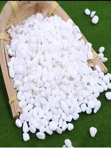 White Pebble Stones, Decorative Rocks, Suitable For Potted Plants, Home Decor, Outdoor Garden, Aquarium Landscape, 0.6-3cm, 100g/300g/500g/800g - Multicolor - View 1