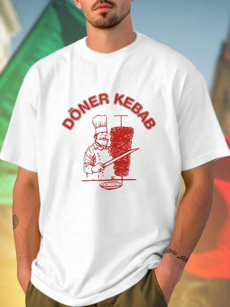DÖNER KEBAB T Shirt Uomo Moda Estiva Casual Streetwear Maglietta Cotone Manica Corta Qualità Regalo Divertente Offerta Imperdibile Occasione  Giovani