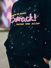 NEW Hip Hop Spider Hoodies Set Y2k Hoodie ,Tracksuit Pullover Sweatshirt And Trousers For Men Or Women Matching Hoodies For Couples Casual Unisex - 黑色 - 查看 3