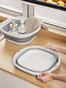 3/1pc Foldable Bathroom Basin, Underwear Cleaning Basin, Foot Soaking Bucket, Dirty Clothes Basket, Bathroom Accessories, Easy To Carry Back To School Season Accessories, Back To School Supplies, RV Apartment Bathroom Tools