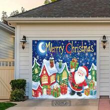 1pc 2D Christmas Theme Photography Backdrop, Includes Santa Claus, Gifts And Snowy Houses, No Electricity Needed, Suitable For Various Occasions, Best For Christmas