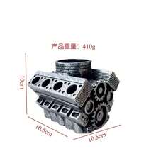 V8 发动机气缸体笔筒，创意汽车发动机桌面收纳盒，办公桌装饰