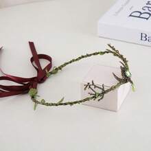 1件波西米亚风花冠，可调节额饰，仙女风锌合金花冠，四季皆宜，皇冠，头饰，头饰，发饰，花环，发饰，金色皇冠，准新娘，金色头饰，头饰皇冠，婚礼，夏威夷风情女装 - 綠色 - 查看 3