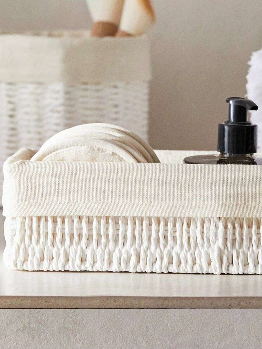 3pcs/1pc Handmade Woven Storage Basket, Desk Organizer Tray For Cosmetics, Keys, Snacks, Home Decor, Living Room, Bedroom, Office, Suitable For Halloween, Christmas Gifts