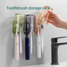 1 件壁挂式牙刷架小企鹅收纳架自粘式牙刷收纳盒牙膏架架子厨具化妆品收纳盒