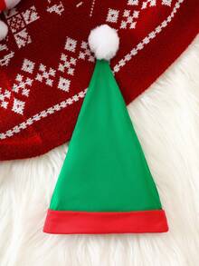 2pcs/Set Baby Boy Christmas Cartoon Infant Jumpsuit + Santa Hat, Autumn/Winter