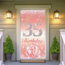 2D Flat Shiny Pink Door Cover Background, Suitable For 11th, 15th, 35th, 55th Birthday Party Decorations, Indoor/Outdoor Party, Photography, Home Decor, Garage Door Display, No Electricity Required