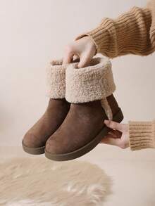 1 Peça Botas de Neve para Uso Externo para Mulheres, Forradas Termicamente, Antiderrapantes, Impermeáveis, Cano Médio, Botas de Inverno Quentes, Botas Curtas Conversíveis