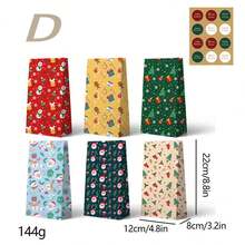 12pcs Christmas Gift Bags (12pcs Per Design) Santa Claus Paper Bags, Christmas Eve Apple Packaging Bags - Multicolor - View 6