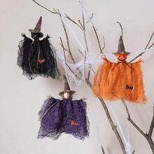 Halloween Decoration Mesh Pumpkin Ghost Witch Pendant Haunted House Party Prop Hanging Outdoor Indoor Hanging Halloween Atmosphere Decoration Pendant