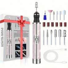 12-Head Electric Nail Grinder Kit, Multi-Functional Nail Drill, USB Rechargeable - For Thick Nails Nail Sander, Professional 4-Speed Electric Nail File, Nail Polishing Care Shaping Tool, Manicure Tool, Great Gift For Women, High Quality And Affordable Product