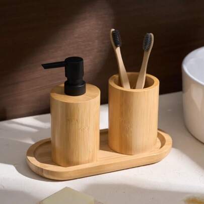 Bình đựng xà phòng và sữa dưỡng thể tre 15oz Bộ phụ kiện phòng tắm, Bình đựng xà phòng tre Bình bơm chất lỏng có thể nạp lại Thích hợp cho nhà bếp, phòng tắm, phụ kiện phòng tắm, mặt bàn bếp