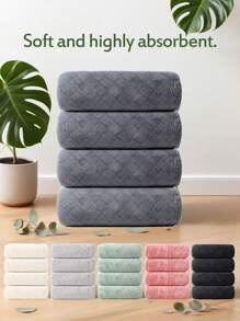 4pcs European Floral Towel Set - 4 Washcloths/4 Hand Towels/4 Bath Towels - Made Of Coral Fleece Material - High-End Texture - Skin-Friendly & Soft - Strong Water Absorption, Excellent Drying Effect - Suitable For Hotels, Spas, Outdoor, Pools, Etc. - All Season - Simple & Practical Bathroom Towel Set, Great For Halloween Gifts Or Autumn/Halloween Decor