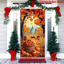 1pc Thanksgiving Autumn Countryside Landscape Design - Pumpkin, Apple, And Fallen Leaf Patterns, Indoor And Outdoor Hanging Decoration, Suitable For Front Doors, Parties, Weddings, Birthdays, Family Autumn Festivals, Festival Artworks, Durable Materials, Long Lasting Decorative Signs, Party Decoration