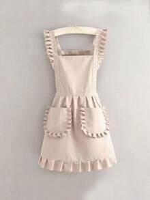 1pc Stylish Korean Apron, Waterproof And Stain Resistant, Apron Cute Lace Skirt Apron,Black Stain Resistant Apron,Sleeveless Apron,For ,Home, Kitchen,Nail Shop,Cooking, Baking, Nail Salon, Women Work Uniform,Coffee Smock,Home Cooking Clean Sleeveless Bib Apron