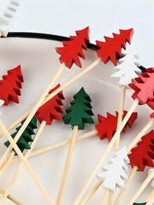400/200/100/80/20pcs Bamboo Food Picks, Christmas Tree Food Picks, Appetizer Decorative Toothpicks With Leaves, Fruit Skewers, Pumpkins, Acorns - Multipurpose Toothpicks For Thanksgiving, Halloween, Christmas, Easter And Parties - Multicolor - View 6