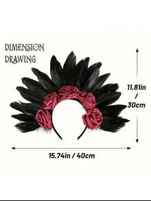 1 件女士优雅哥特式羽毛玫瑰发饰，搭配黑玫瑰 - 天然羽毛发饰，适合万圣节、圣诞节和狂欢派对、舞蹈、摄影和服装 - 彩色 - 查看 4