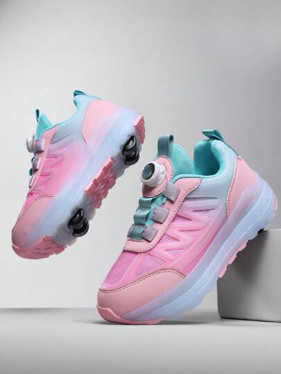 Upgraded Teenagers' 4-Wheel Detachable Roller Skate Shoes, Increased Stability, Suitable For Daily Wear, Casual & Sports