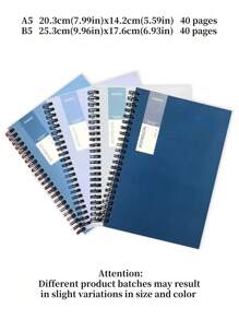 4 Packs - A5/B5 Spiral Notebooks - Coil Notebooks, Portable Account Books, Loose-Leaf Notebooks, Exercise Books, 40 Sheets Each, Simple Blue Cover, Coil Binding Writing Notebook - Suitable For Teacher's Day, Graduation Ceremony, Halloween, Christmas And Other Holiday Gifts Back To School