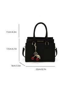 BELLEBORG Printed Women's Handbag & Shoulder Bag, Minimalist & Practical Multi-Function With Pendant - Black - View 11