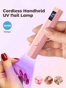 1个手持式UV美甲灯，迷你美甲灯，便携式LED美甲灯，无线USB充电式美甲烘干机，快速固化，粉色可充电美甲固化灯，紧凑便携电池供电迷你美甲固化灯，手持式光疗灯 - 彩色 - 查看 3