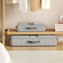 1件家用无纺布柔软布艺收纳袋，无钢架毛毯收纳袋，床底收纳袋，衣物毛毯收纳袋，移动整理大容量收纳盒，适用于柜子，旅行，学校，学校用品，可折叠收纳袋，衣服，毛毯，收纳袋，透气拉链收纳袋，适用于卧室收纳袋带透明窗口