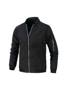 Stand Up Collar Jacket Men's Spring And Autumn New Simple Baseball Collar Jacket Men's Fashion Men's Top - Black - View 2