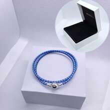 1 件高端女士皮革圆头扣饰皮绳手链系列，适合日常佩戴，适合饰珠，完美的圣诞节情人节礼物