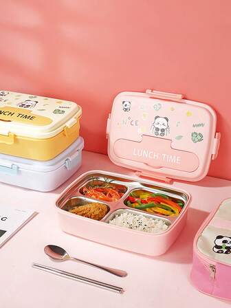 1set 1250ML Large Capacity 316 18/10 Stainless Steel Lunch Box With Cutlery Set, Bento Box With Lunch Bag, Microwave Heatable Square Grid Insulated Lunch Box, Leak Proof Fruit Salad Food Container, Suitable For Adult Students To Bring Food To School Offices For Camping And Picnicking