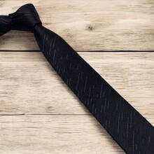 Luxury Men's Skinny Tie Polyester Silk Solid Color Polka Dots Slim Jacquard Groomsmen Tie - 深灰色 - 查看 3