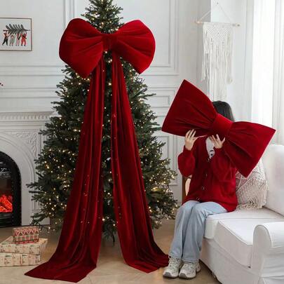 Grandes lazos de terciopelo esponjosos para Navidad, lazos gigantes de Navidad para decorar el fondo, la habitación, la pared, la parte superior del árbol de Navidad, decoraciones navideñas, decoración de invierno para el hogar, regalos de Navidad, decoración navideña