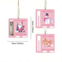 6 Pieces / 12 Pieces Retro-Style Christmas Wallet Accessories - Holiday Wooden Hanging Tree Decorations, Featuring Santa Claus, Reindeer, Snowman, Gingerbread, House And Dwarfs - Rectangular Paper Pendants, Suitable For Holiday Gifts And Cash Gifts.