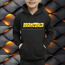Brancoala Youtuber Papai Style Children's Sweatshirt With  Pocket Hooded Flannel Cold Weather Blouse - màu đen - Xem 2