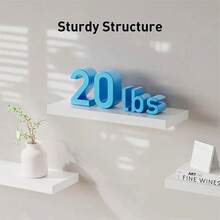 1pc Floating One-Shelf Wall Mounted Storage Rack (With Installation Screws), Creative Wall Decor Shelf For Living Room, Bedroom, Bookshelf, Wall Mounted Display Rack - White - View 4