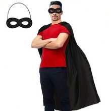 万圣节成人超级英雄披风+面具，节日派对舞台服装角色扮演表演服，眼罩，春季派对礼服 - 彩色 - 查看 10