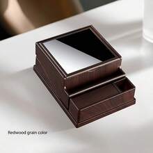 1pc New Design One-Button Automatic Pop-Up Cigarette Box - Black/Red Wood Grain/Carbon Fiber/Walnut Grain/Four Colors Available 40 Cigarettes Large Capacity - Modern And Simple Style ABS Material - Men's Cigarette Box Including Lighter Card Slot, Dad's Gift - This Portable Gift Box Is Very Suitable For Parties, Birthdays, Father's Day