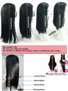 22 英寸合成长直蕾丝前假发，黑色预切 4x1 T 部分蕾丝，180% 密度，耐热高温纤维发丝，蕾丝假发基础系列 - 黑色 - 查看 5