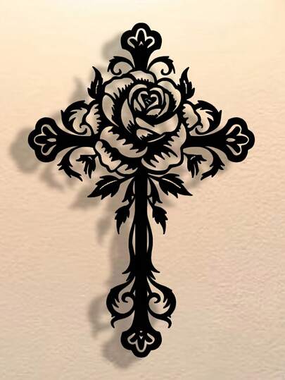 1pc Elegant And Cross Metal Wall Art, Minimalist Design - Perfect Housewarming Gift For Music Lovers, Antique Collectors, Home Decor