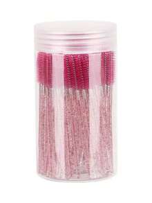 50/100支装一次性睫毛膏刷，适用于睫毛嫁接、眉毛和化妆，水晶色7色（彩色），眉刷，眼影刷，螺旋刷，赠品 - 彩色 - 查看 9