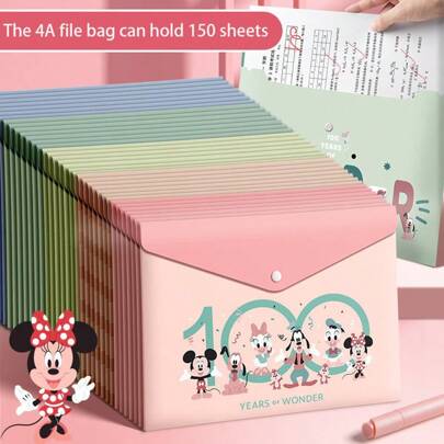 3PCS A4 Cartoon Transparent File Bag Student Supplies Storage Bag Office Materials File Bag Can Hold 150 Sheets Of A4 Paper