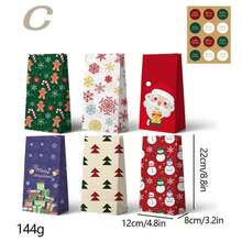 12pcs Christmas Gift Bags (12pcs Per Design) Santa Claus Paper Bags, Christmas Eve Apple Packaging Bags - Multicolor - View 7