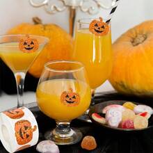 500pcs/Roll Halloween Pumpkin & Ghost Stickers, Cute Waterproof Self-Adhesive Decorative Stickers - Perfect Gift