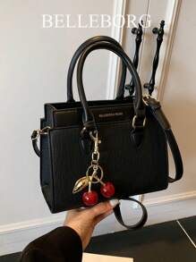 BELLEBORG Printed Women's Handbag & Shoulder Bag, Minimalist & Practical Multi-Function With Pendant - Black - View 4