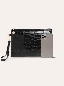 zijinling Crocodile Texture Casual Zipper Women Clutch Envelope Bag Square Bag
