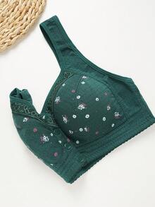 Seamless Wireless Comfortable Front Closure Bra, Women's Lingerie - Dark Green - View 4