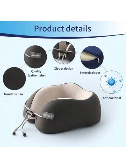 Memory Foam Shaped Pillow, Multi Travel Neck Kussen Airplane, Sleeping, Support, Detachable Washable view 5