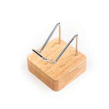 Vintage Holz- und Metall-Mineralienständer, geeignet für Steine, Kristalle und Geoden - elegante Heimdekoration, glatte weiße Basis und tiefdrahtiger blauer Metall - perfektes Geschenk für Feiertage oder tägliche Präsentation, Steinausstellungsbox