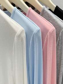 1pc Women's Asymmetrical Button Knit Cardigan, Long Sleeve Lightweight Shawl Collar Outwear, Black, White, Gray, Pink For Dress